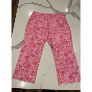 Vintage 90's Lilly Pulitzer Pink Palm Beach Crop Capri Pants Women’s Sz 6